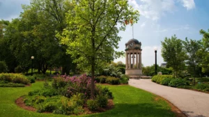 View of the clock tower in Victoria Park in Kitchener